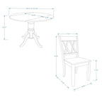 5-Piece Dining Set, 42 Round Drop-Leaf Table and Double X-Back Chairs