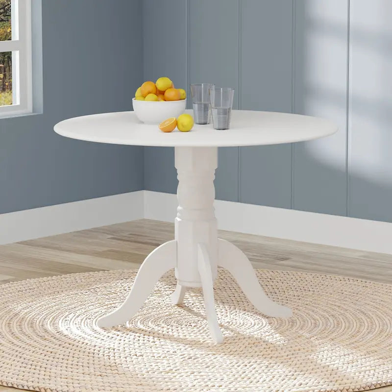 5-Piece Dining Set, 42 Round Drop-Leaf Table and Double X-Back Chairs