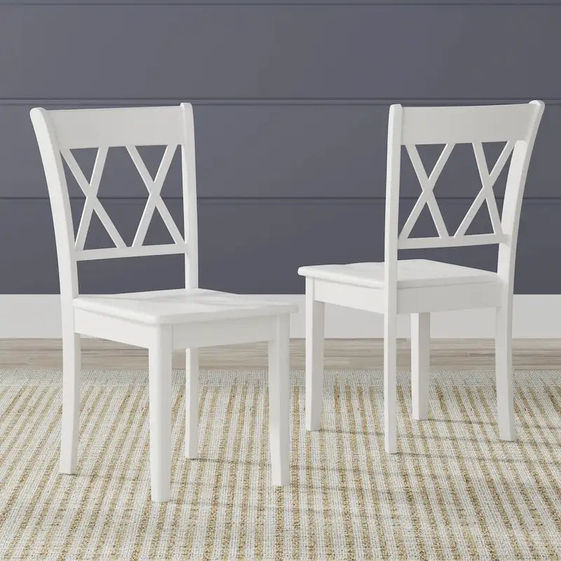 5-Piece Dining Set, 42 Round Drop-Leaf Table and Double X-Back Chairs
