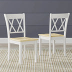 5-Piece Dining Set, 42 Round Drop-Leaf Table and Double X-Back Chairs