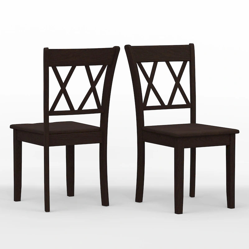 5-Piece Dining Set, 42 Round Drop-Leaf Table and Double X-Back Chairs