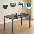 5 Pieces Glass Dining Table Set, 4 Person Modern Home Kitchen Chairs with High Back PU Leather Dining Chairs