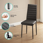 5 Pieces Glass Dining Table Set, 4 Person Modern Home Kitchen Chairs with High Back PU Leather Dining Chairs
