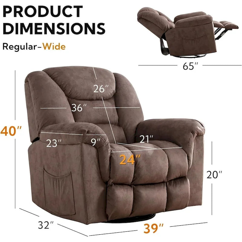 Ebello Oversize Swivel Manual Swivel Recliner