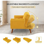 75.39 INCH Futon Sofa Bed, Convertible Folding Futon Couch Recliner Lounge For Living Room With 2 Pillow/Armrest