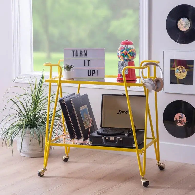 Rosa Mid-Century 2-Teir Rolling Metal Bar Cart