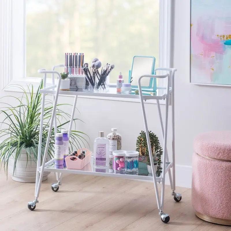 Rosa Mid-Century 2-Teir Rolling Metal Bar Cart