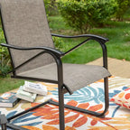 7/8-Piece Patio Dining Set including 60x38 Slatted Metal Table with 1.56 Umbrella Hole and 6 Spring Motion Chairs