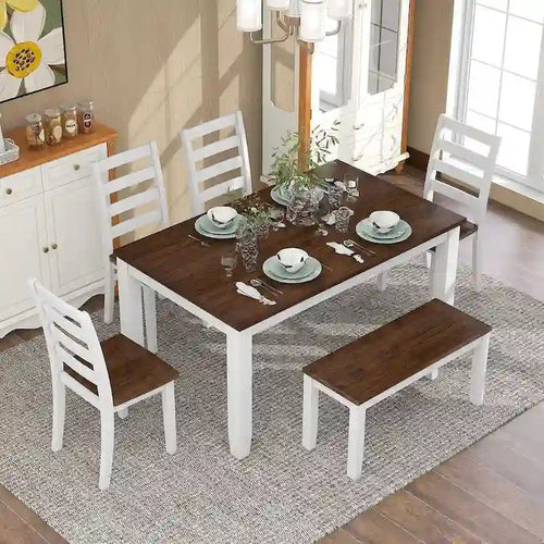Set tavolo da pranzo 6 pezzi con 4 sedie e una panca
