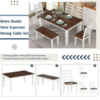 6-Piece Dining Room Table Set with 4 Chairs & a Bench