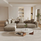 141.73  Corduroy Large Reversible Modular Sectional Sofa L-Shape Couch with Otoman and Pillow