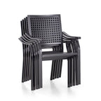 7-Piece Patio E-coating Dining Set of 6 Stackable Chairs & 1 Metal Dining Table