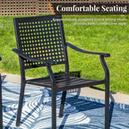 7-Piece Patio E-coating Dining Set of 6 Stackable Chairs & 1 Metal Dining Table