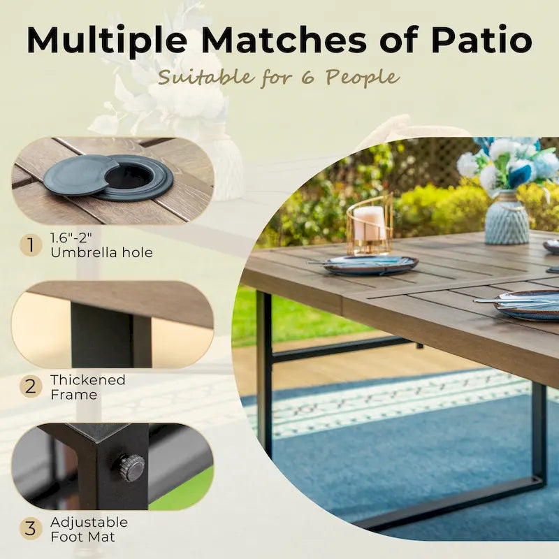 7-Piece Patio E-coating Dining Set of 6 Stackable Chairs & 1 Metal Dining Table