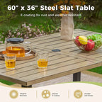 7-Piece Patio E-coating Dining Set of 6 Stackable Chairs & 1 Metal Dining Table
