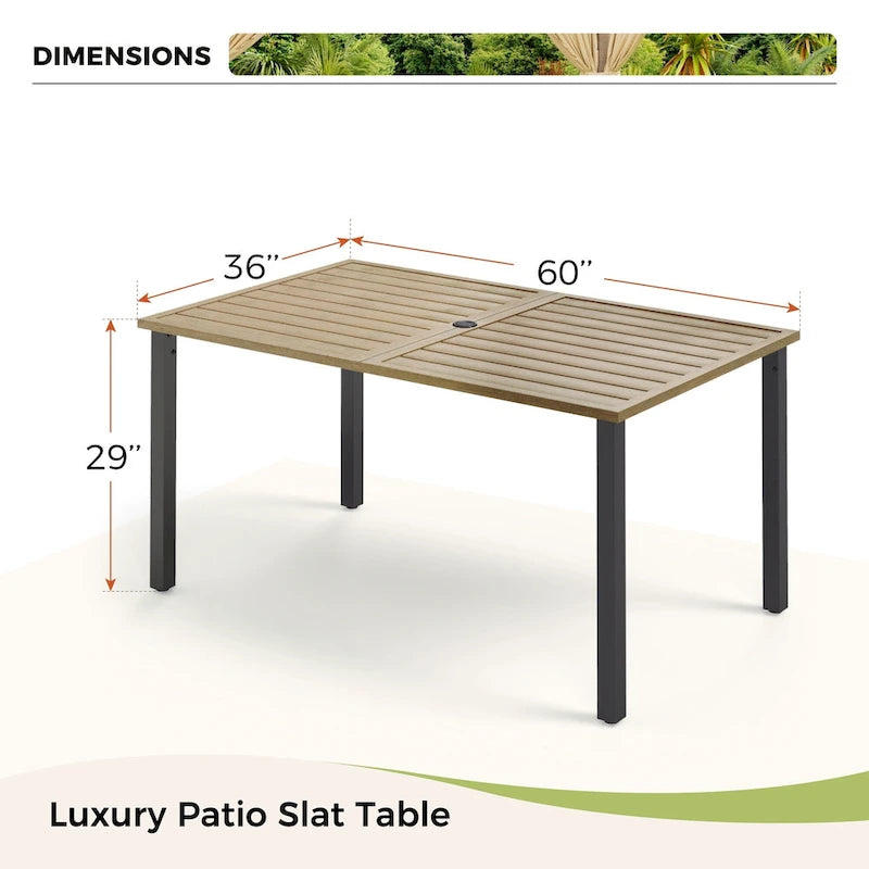 7-Piece Patio E-coating Dining Set of 6 Stackable Chairs & 1 Metal Dining Table