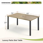 7-Piece Patio E-coating Dining Set of 6 Stackable Chairs & 1 Metal Dining Table