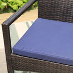 MAISON ARTS 7-Piece Patio Dining Set Printed Wood-grain Table & Rattan Dining Chairs