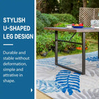 MAISON ARTS 7-Piece Patio Dining Set Printed Wood-grain Table & Rattan Dining Chairs