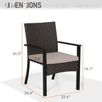 MAISON ARTS 7-Piece Patio Dining Set Printed Wood-grain Table & Rattan Dining Chairs