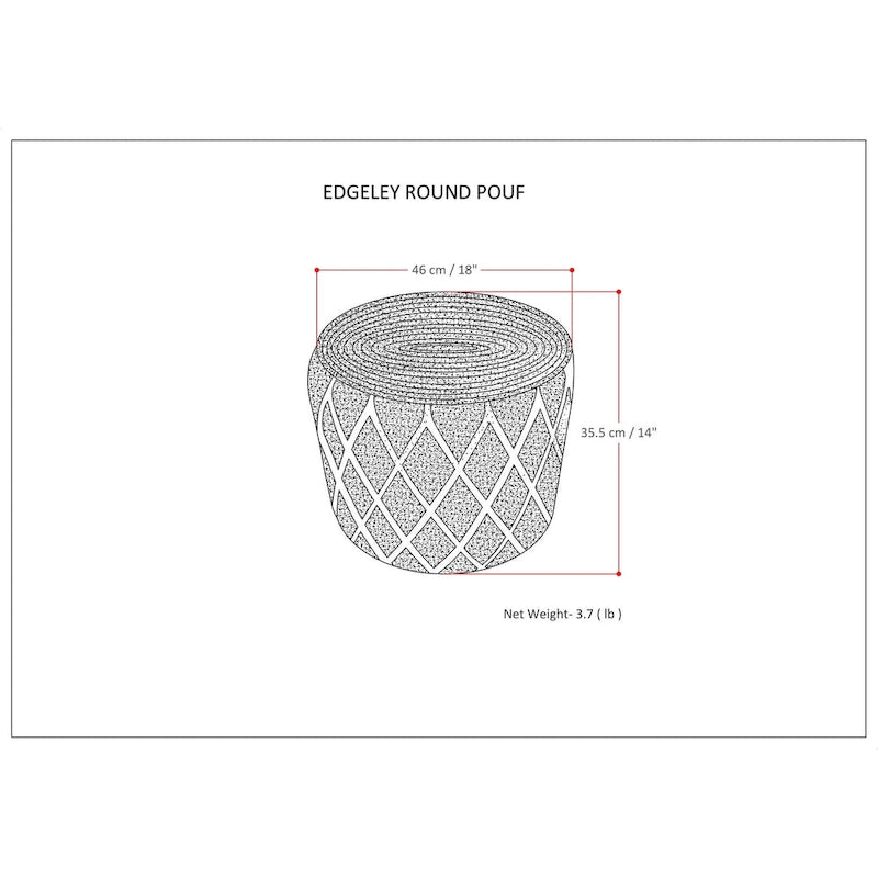 WYNDENHALL Nesbitt Boho Round Pouf, Natural Woven Braided Jute