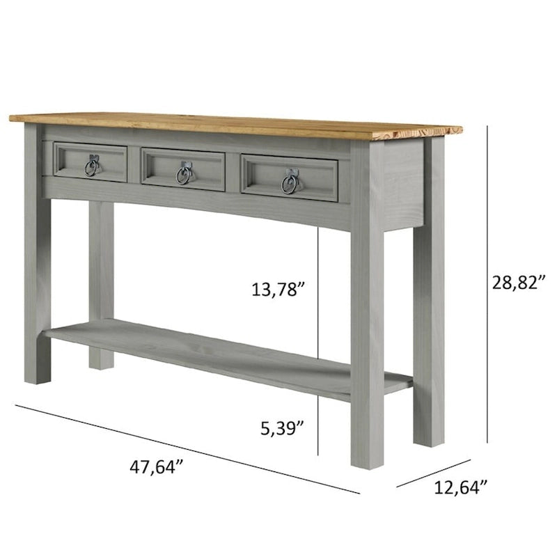 Wood Hall Table Console 3 Drawers Corona