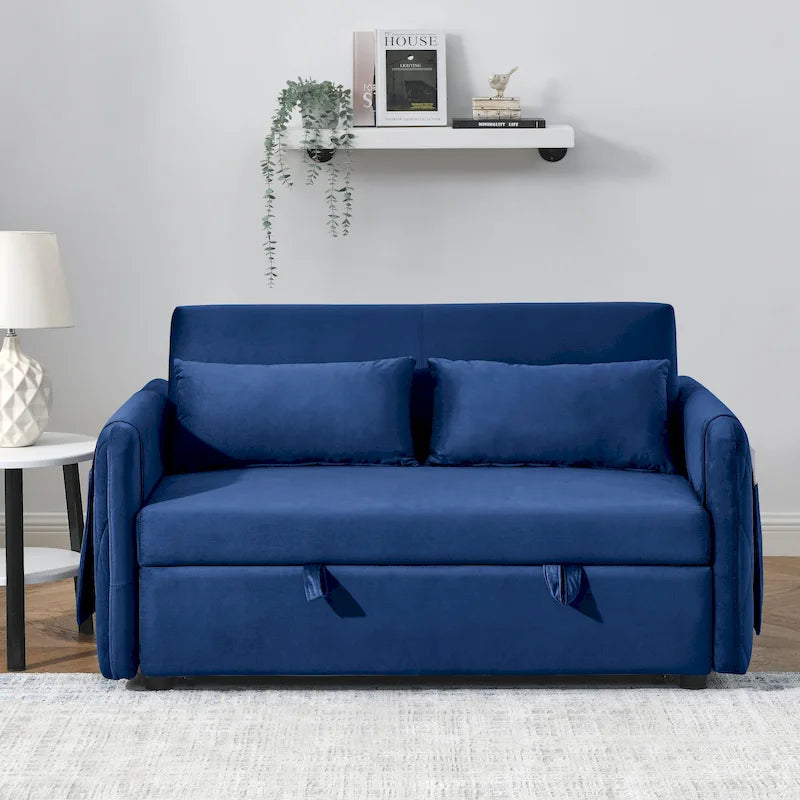 Divano Letto Moderno Convertibile in Velluto con 2 Cuscini