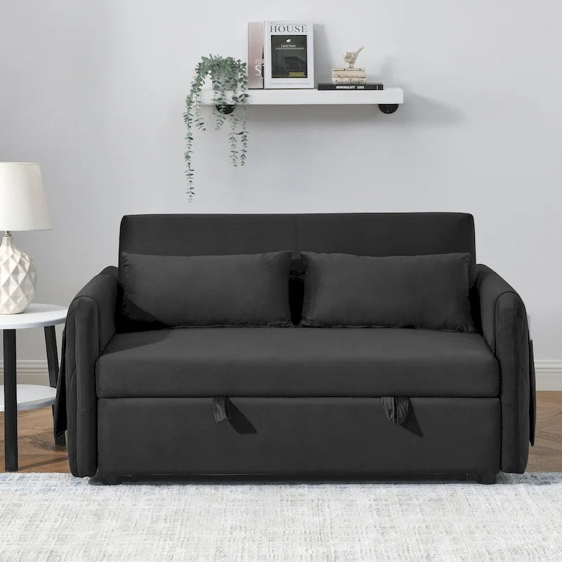 Divano Letto Moderno Convertibile in Velluto con 2 Cuscini