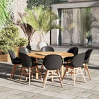 9-piece Wood Lazy Susan Outdoor Dining Set - 9 Piece