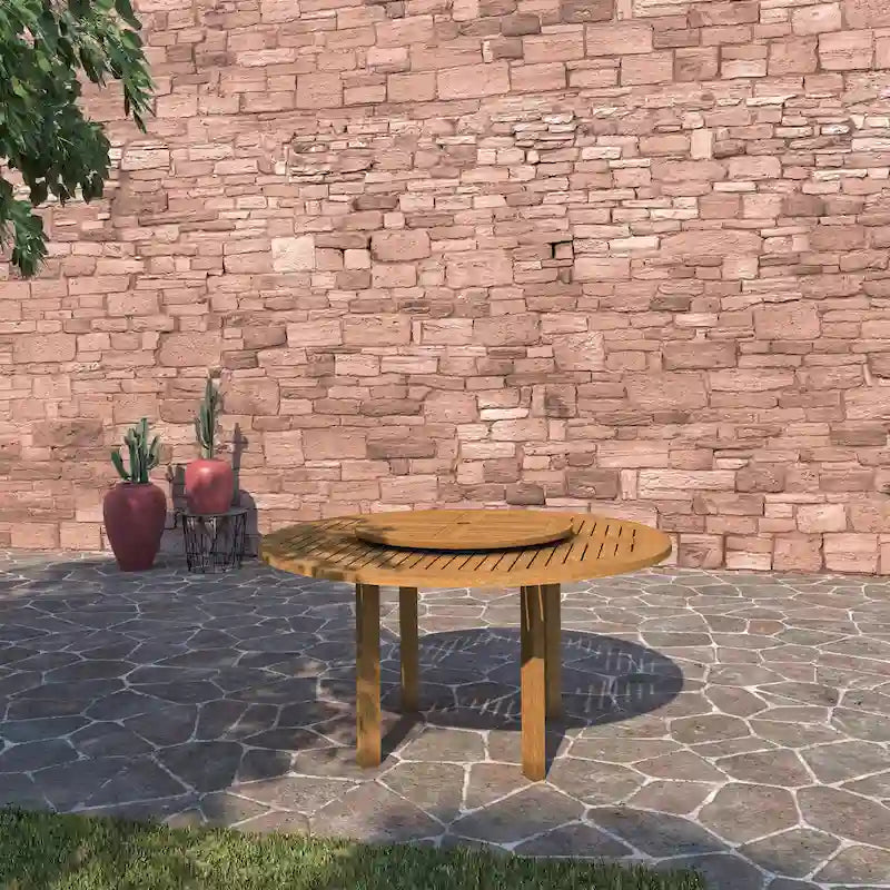 9-piece Wood Lazy Susan Outdoor Dining Set - 9 Piece