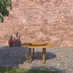 9-piece Wood Lazy Susan Outdoor Dining Set - 9 Piece