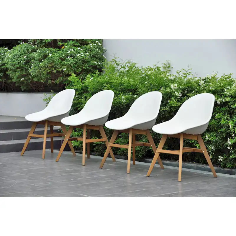 9-piece Wood Lazy Susan Outdoor Dining Set - 9 Piece