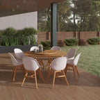 9-piece Wood Lazy Susan Outdoor Dining Set - 9 Piece
