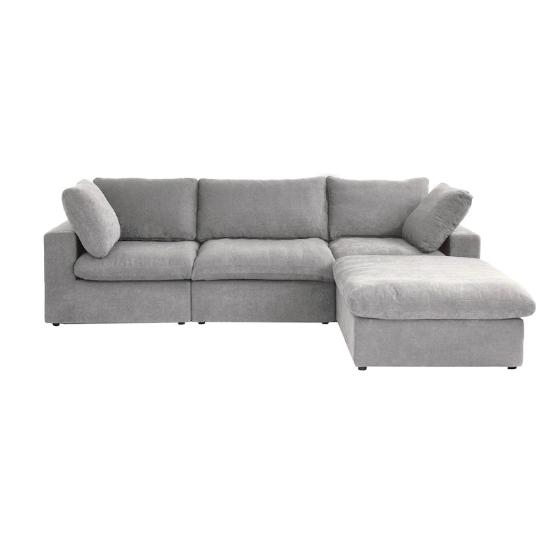 L-shape Linen Sectional Sofa Upholstered Sofa Multiple Cushions Couch with Storage Ottoman