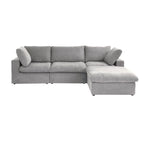 L-shape Linen Sectional Sofa Upholstered Sofa Multiple Cushions Couch with Storage Ottoman