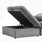 L-shape Linen Sectional Sofa Upholstered Sofa Multiple Cushions Couch with Storage Ottoman