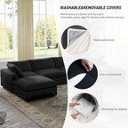 L-shape Linen Sectional Sofa Upholstered Sofa Multiple Cushions Couch with Storage Ottoman
