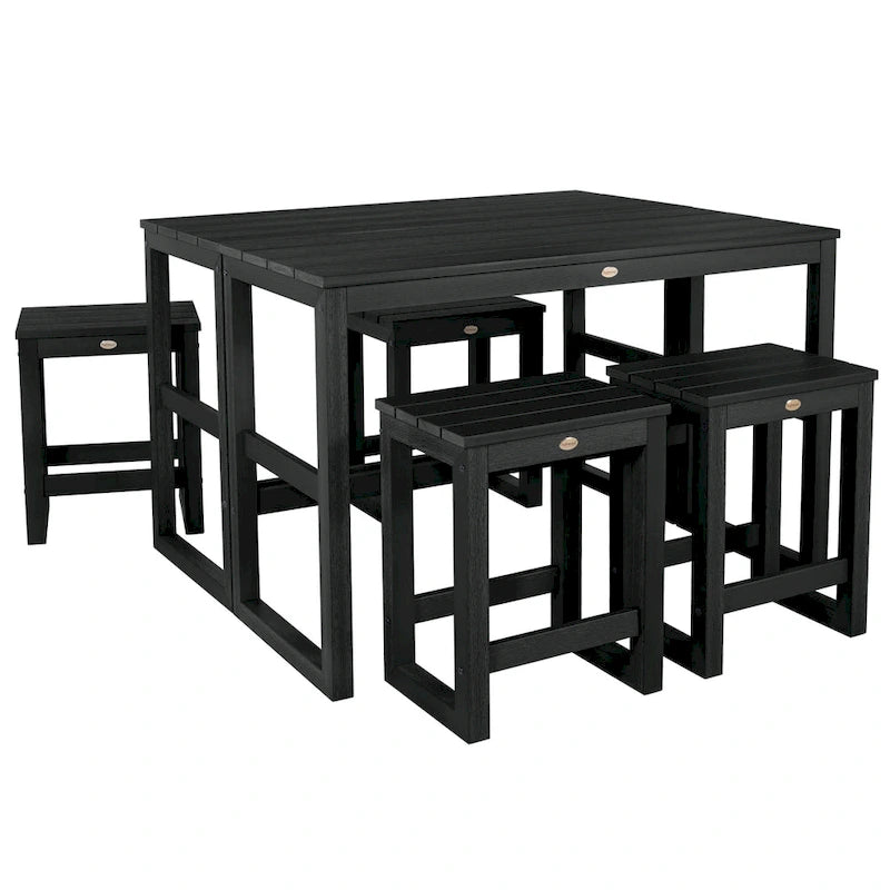 HIGHWOOD Monroe Modern Counter Height Balcony Stool/Table 6-Piece Set - N/A