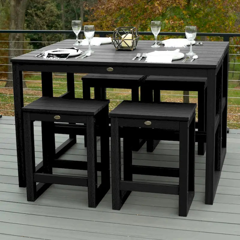 HIGHWOOD Monroe Modern Counter Height Balcony Stool/Table 6-Piece Set - N/A