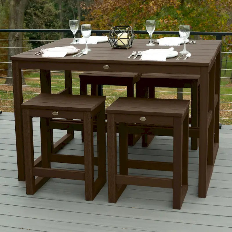 HIGHWOOD Monroe Modern Counter Height Balcony Stool/Table 6-Piece Set - N/A