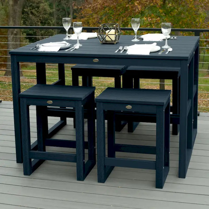 HIGHWOOD Monroe Modern Counter Height Balcony Stool/Table 6-Piece Set - N/A