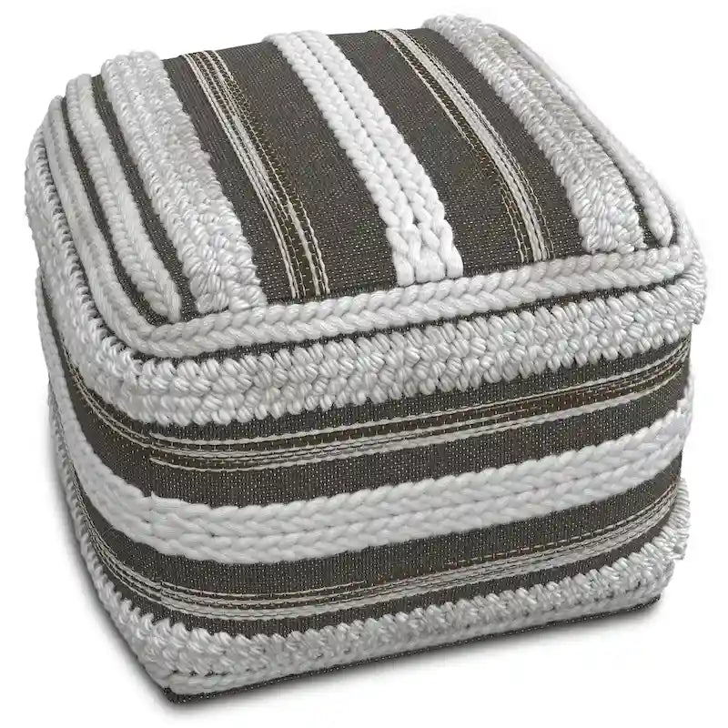 WYNDENHALL Silva Boho Square Pouf in Handloom Woven Pattern