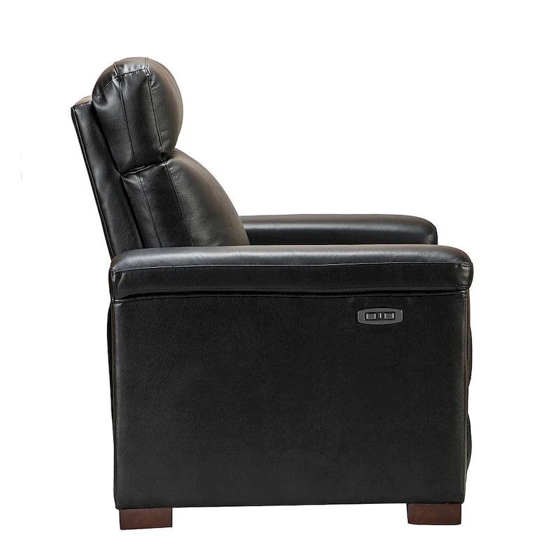 Alicia 34.65 Wide Contemporary Classic Genuine Leather Power Recliner With USB Port