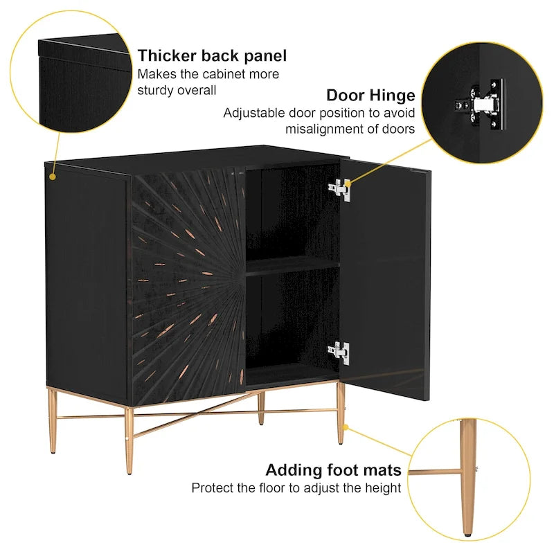Clihome 2 Door Vintage Wood Media Storage Accent Cabinet