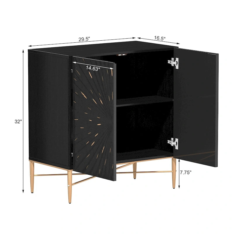 Clihome 2 Door Vintage Wood Media Storage Accent Cabinet