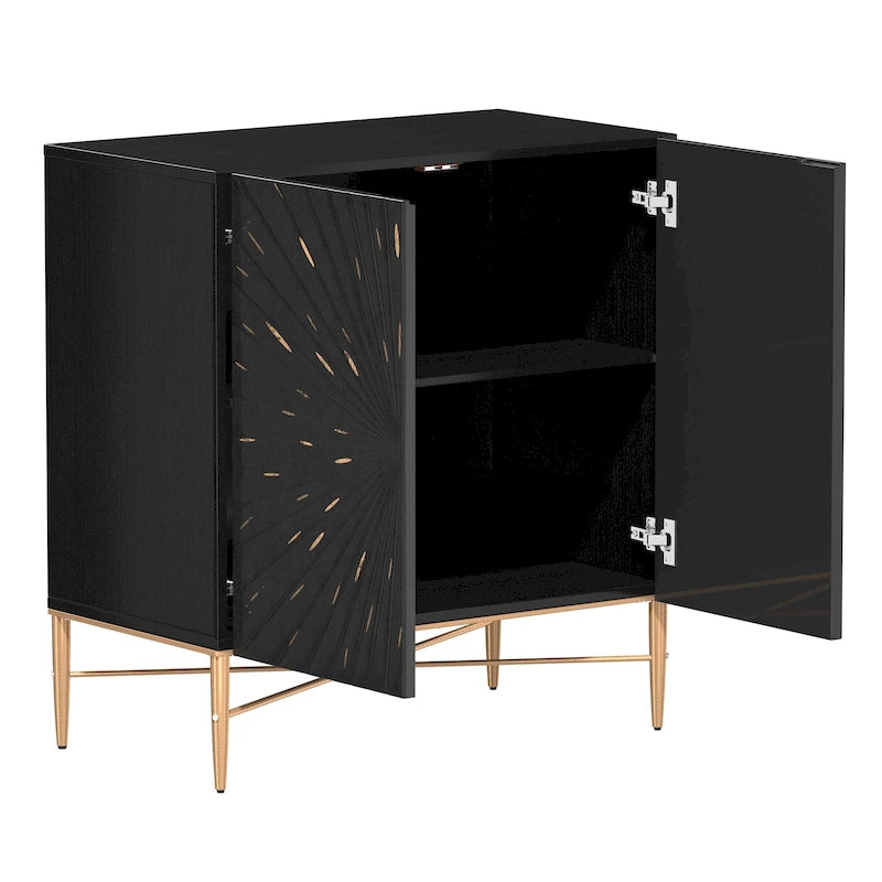 Clihome 2 Door Vintage Wood Media Storage Accent Cabinet