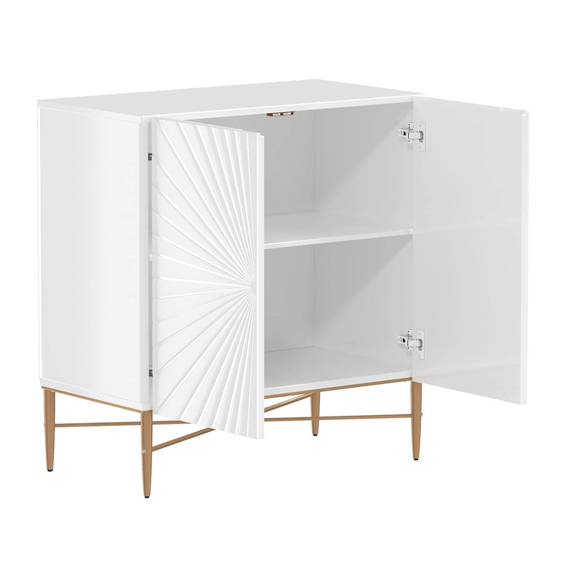 Clihome 2 Door Vintage Wood Media Storage Accent Cabinet