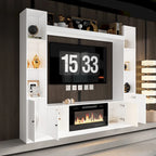 Entertainment Hub w/Fireplace Insert Compatibility Sleek Media Center