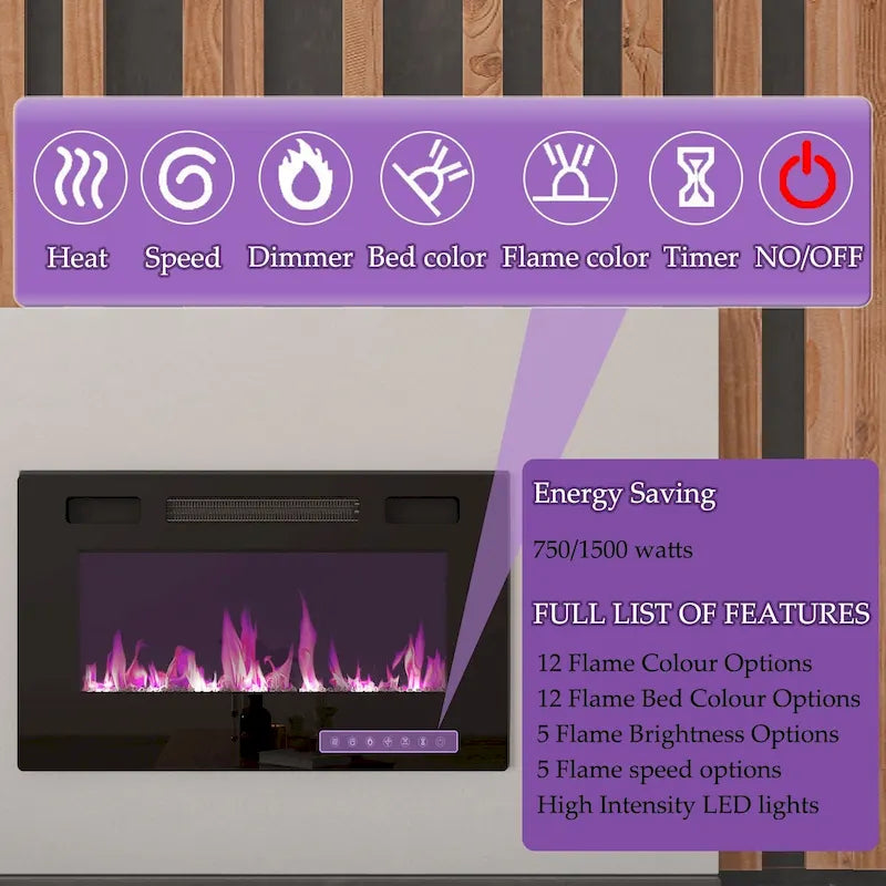 Entertainment Hub w/Fireplace Insert Compatibility Sleek Media Center