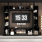 Entertainment Hub w/Fireplace Insert Compatibility Sleek Media Center